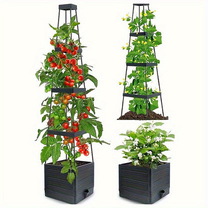 Self Watering Tomato Tower Planter with Trellis – Support Frame for Climbing Plants