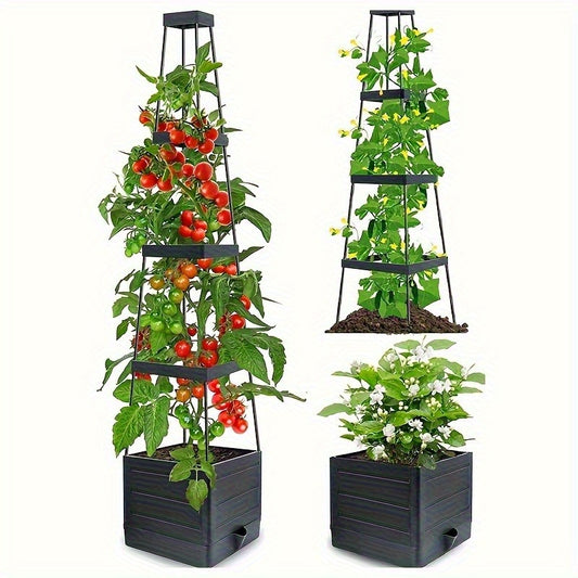 Self Watering Tomato Tower Planter with Trellis – Support Frame for Climbing Plants