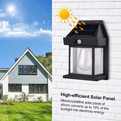 Solar Powered Outdoor Wall Lantern with Motion Sensor – 3 Lighting Modes