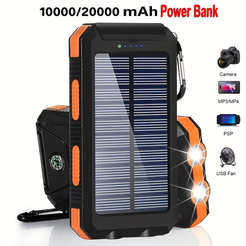 Portable Solar Power Bank with Dual USB & LED Torch – 10000mAh / 20000mAh