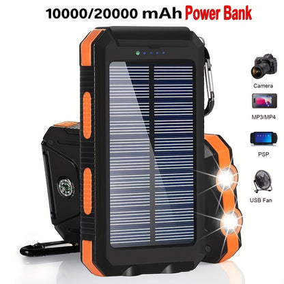 Portable Solar Power Bank with Dual USB & LED Torch – 10000mAh / 20000mAh