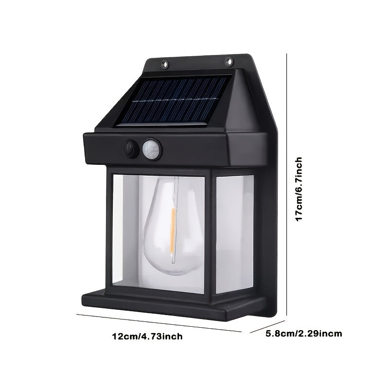 Solar Powered Outdoor Wall Lantern with Motion Sensor – 3 Lighting Modes