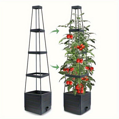 Self Watering Tomato Tower Planter with Trellis – Support Frame for Climbing Plants