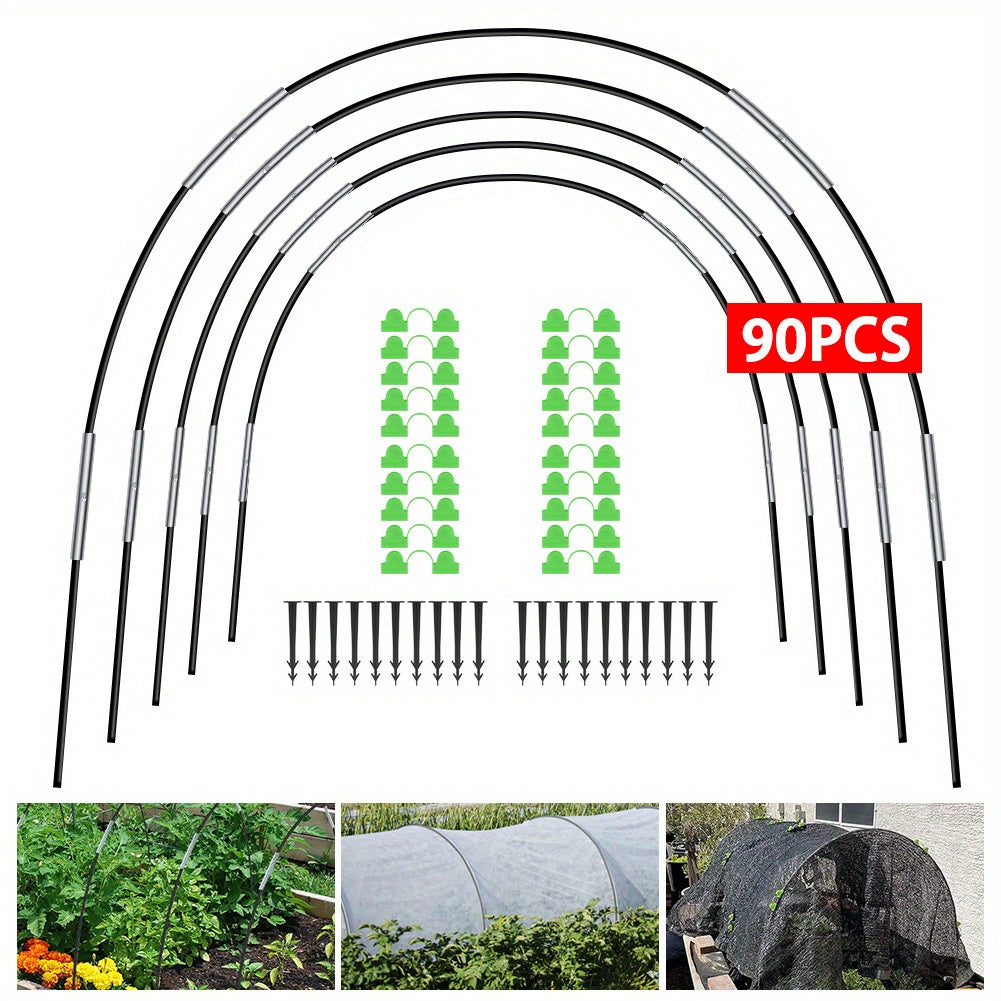 Garden Tunnel Hoops Set – 90 Piece Greenhouse Support Frame Kit for Plant Protection