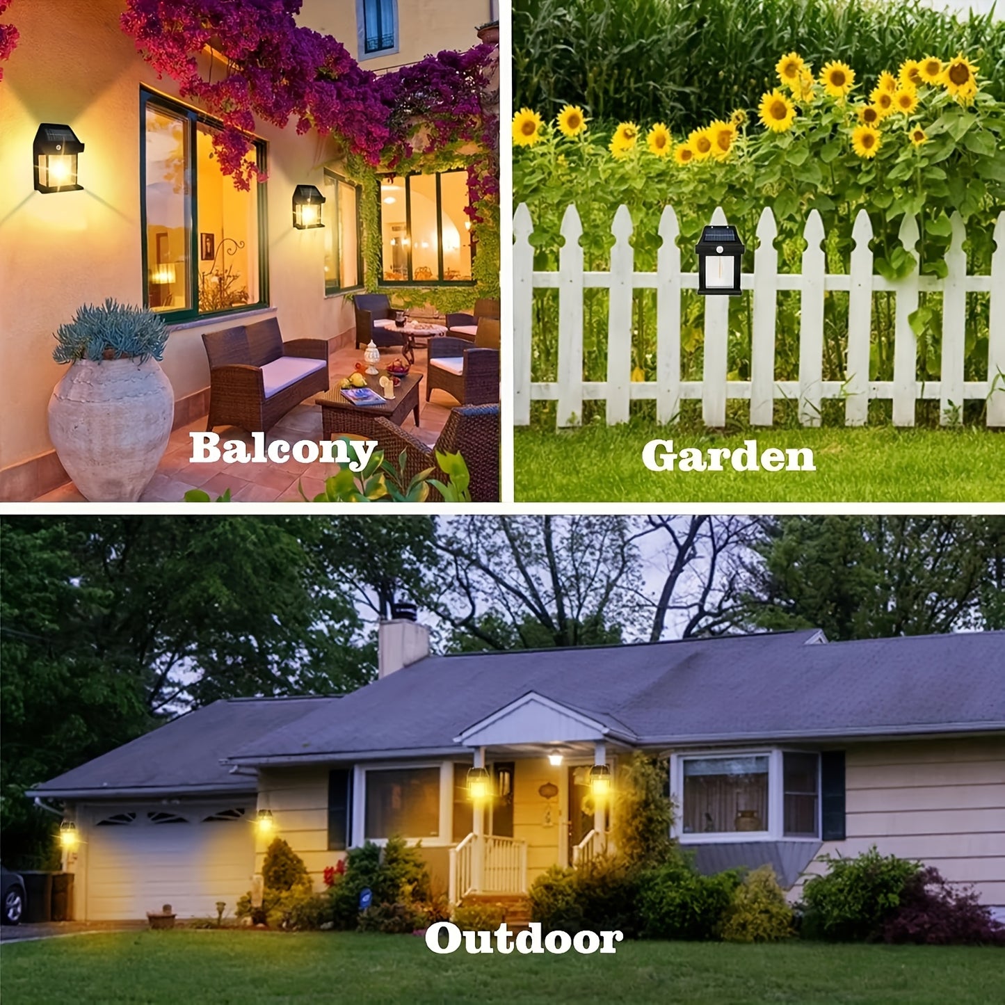 Solar Powered Outdoor Wall Lantern with Motion Sensor – 3 Lighting Modes