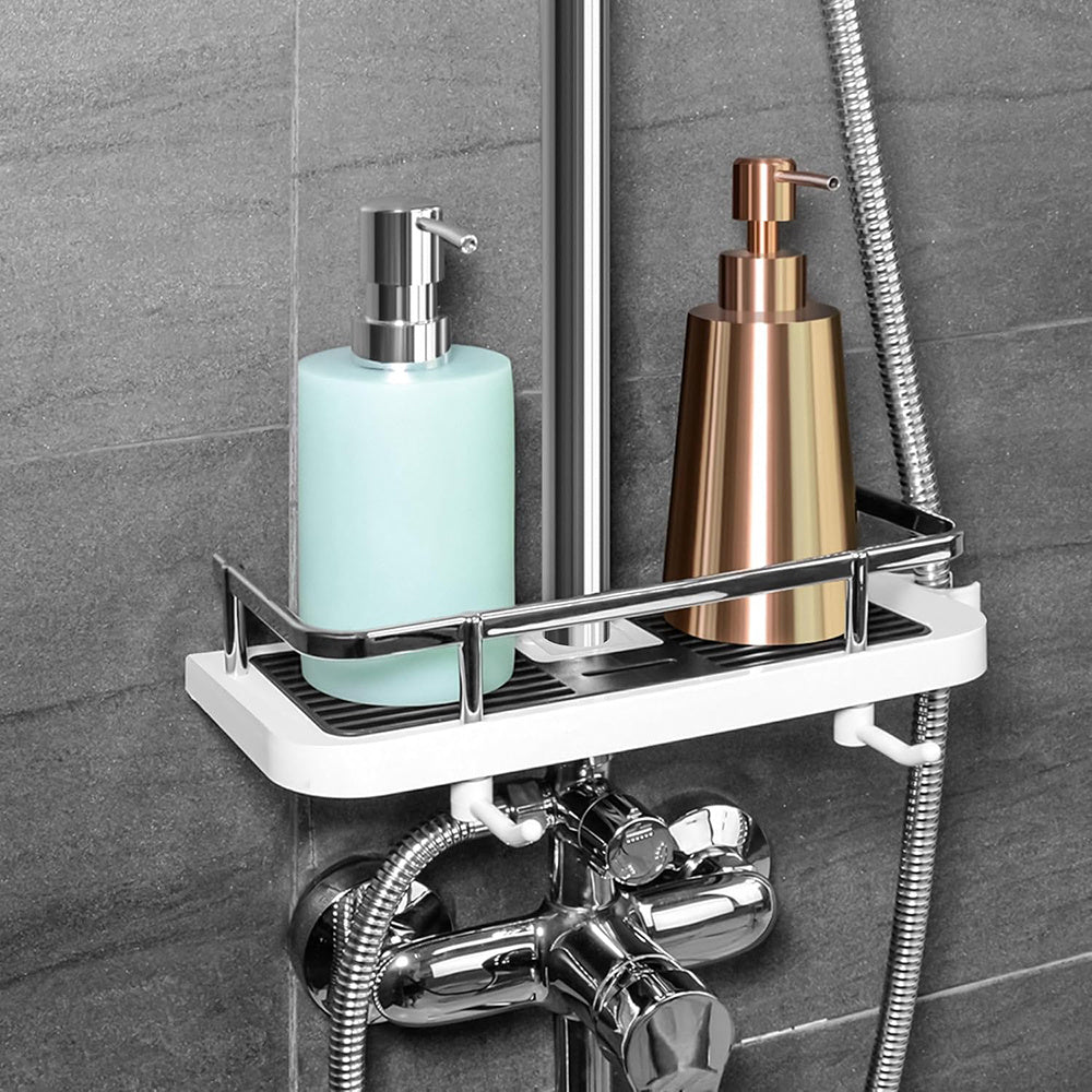 Adjustable Shower Rail Organiser | Caddy Shower Basket – No Drill Storage Shelf for Shampoo & Toiletries