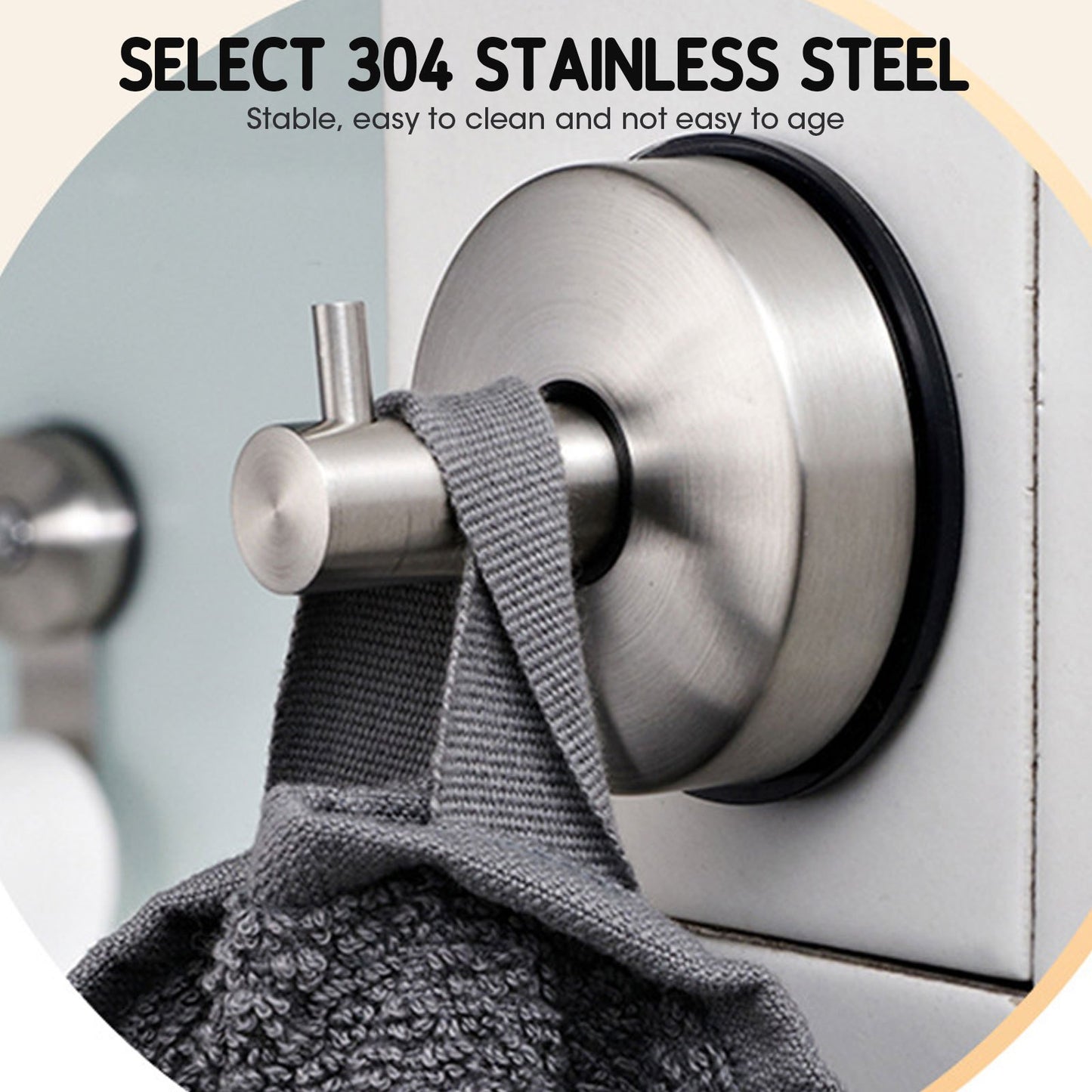 Reusable Vacuum Suction Cup Hooks – Stainless Steel Wall Hooks for Bathroom & Kitchen (Set of 2)