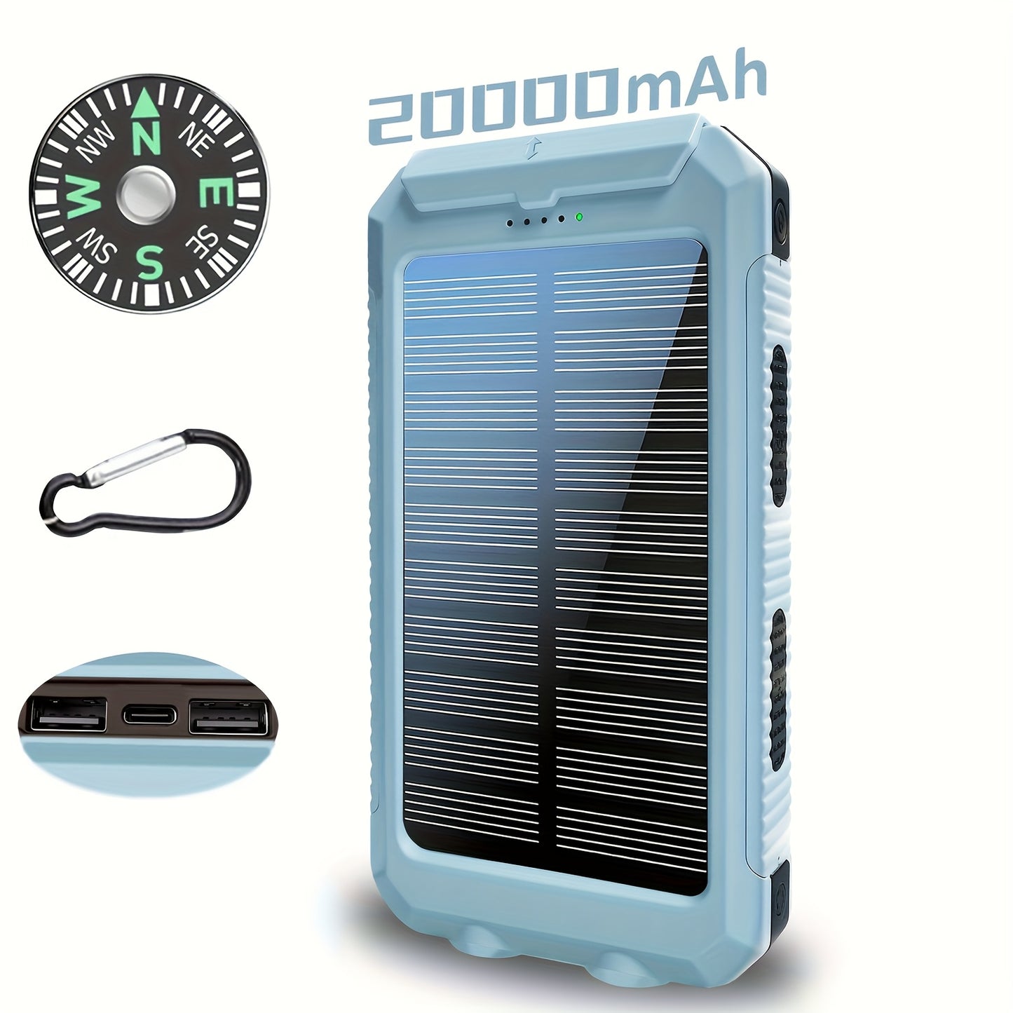 Portable Solar Power Bank with Dual USB & LED Torch – 10000mAh / 20000mAh