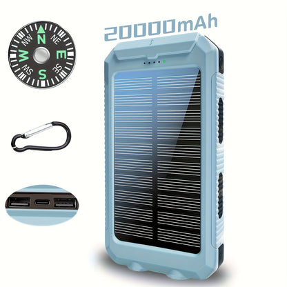 Portable Solar Power Bank with Dual USB & LED Torch – 10000mAh / 20000mAh
