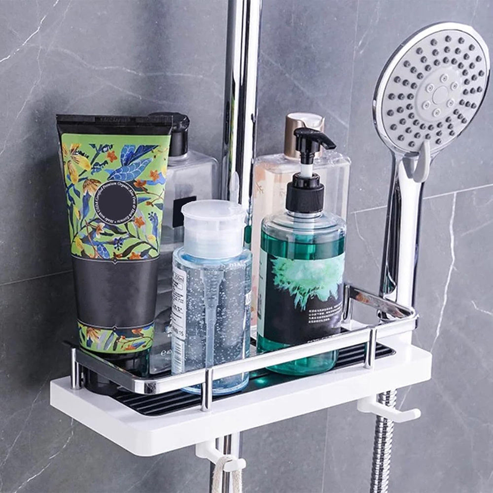 Adjustable Shower Rail Organiser | Caddy Shower Basket – No Drill Storage Shelf for Shampoo & Toiletries