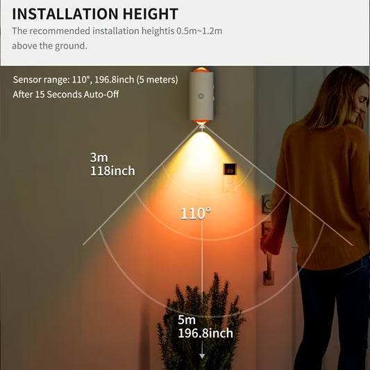 Smart RGB Motion Sensor Night Light – USB Rechargeable Wall Light with Auto On/Off