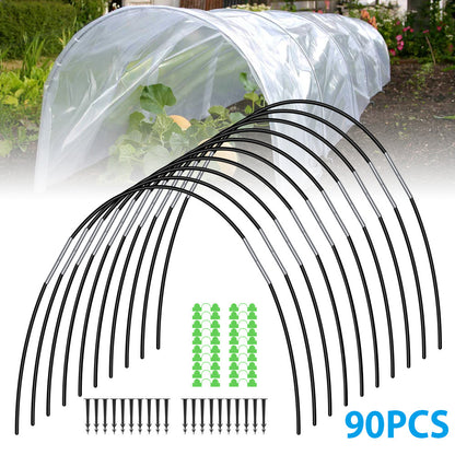 Garden Tunnel Hoops Set – 90 Piece Greenhouse Support Frame Kit for Plant Protection