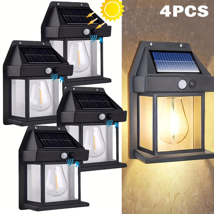 Solar Powered Outdoor Wall Lantern with Motion Sensor – 3 Lighting Modes