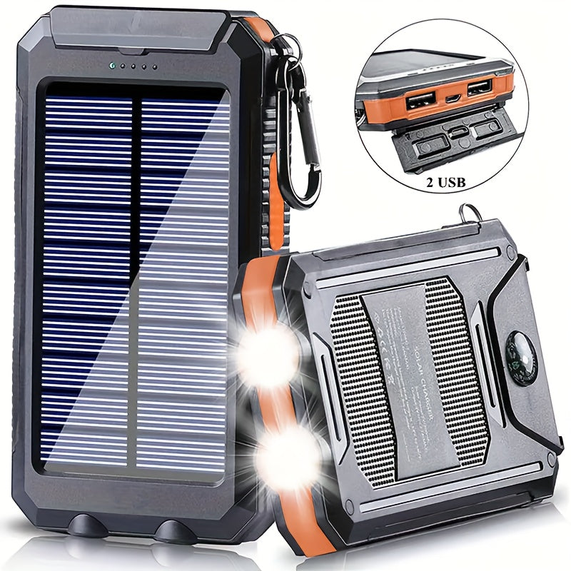 Portable Solar Power Bank with Dual USB & LED Torch – 10000mAh / 20000mAh