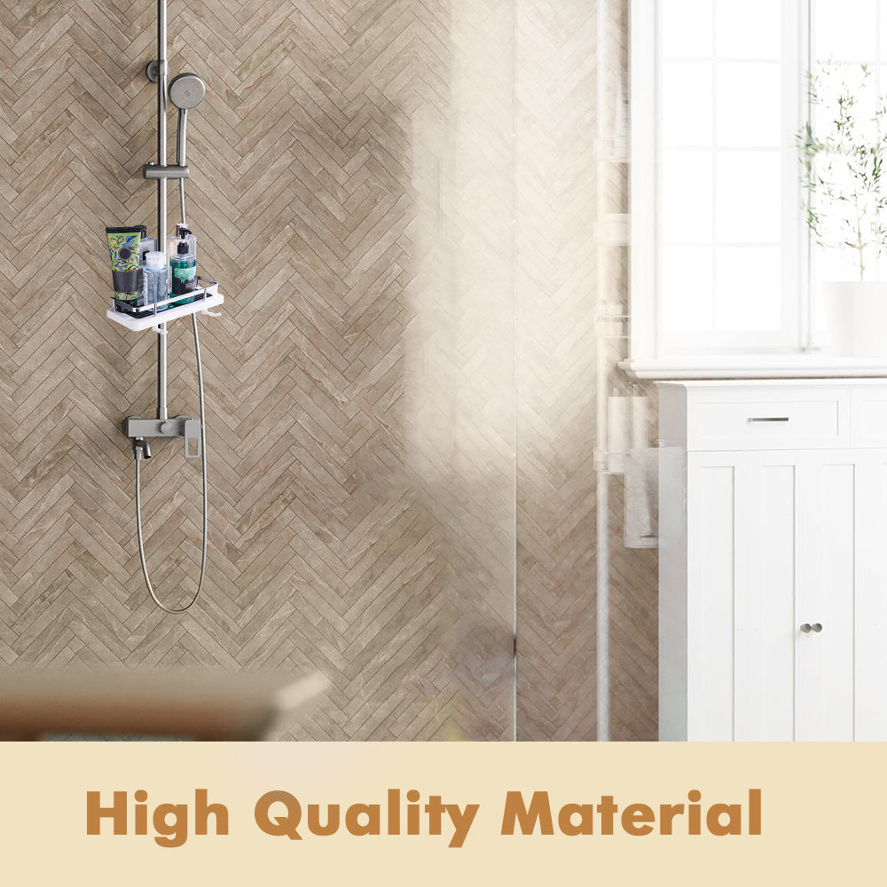 Adjustable Shower Rail Organiser | Caddy Shower Basket – No Drill Storage Shelf for Shampoo & Toiletries