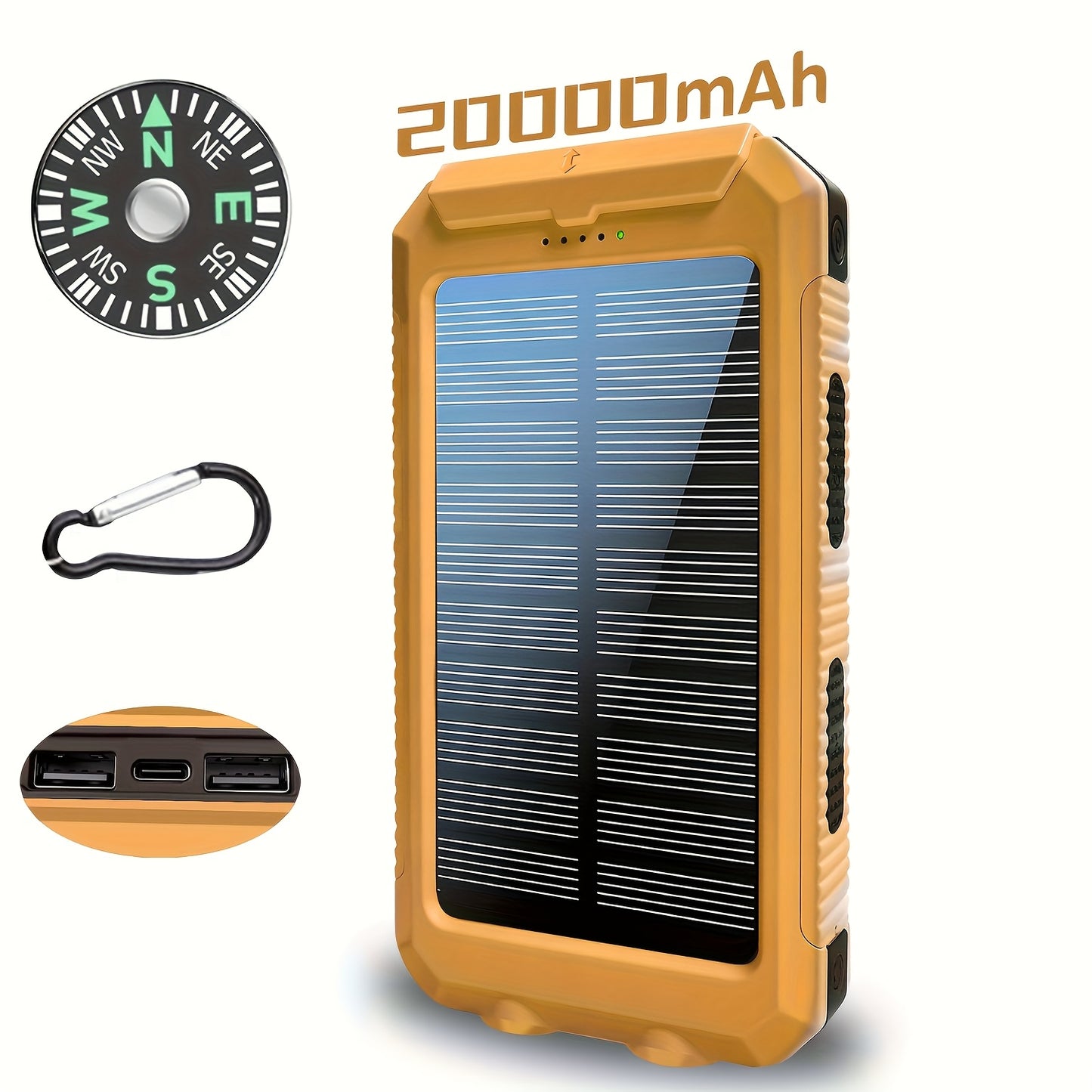 Portable Solar Power Bank with Dual USB & LED Torch – 10000mAh / 20000mAh