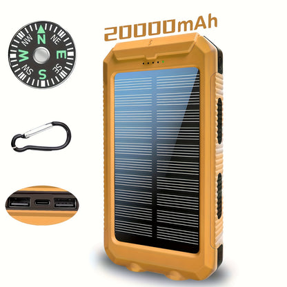 Portable Solar Power Bank with Dual USB & LED Torch – 10000mAh / 20000mAh