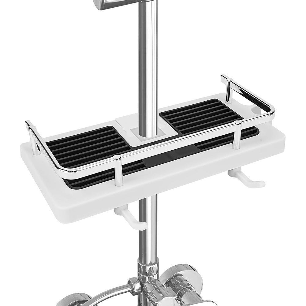 Adjustable Shower Rail Organiser | Caddy Shower Basket – No Drill Storage Shelf for Shampoo & Toiletries