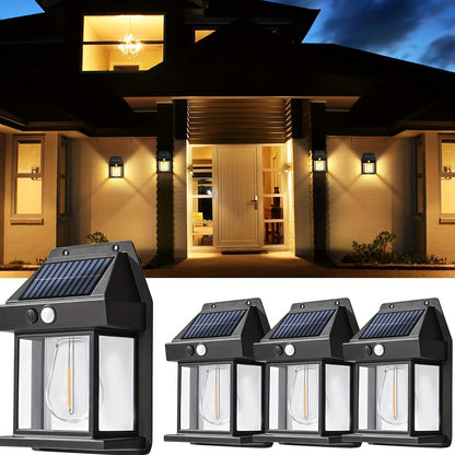 Solar Powered Outdoor Wall Lantern with Motion Sensor – 3 Lighting Modes