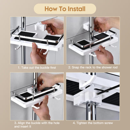 Adjustable Shower Rail Organiser | Caddy Shower Basket – No Drill Storage Shelf for Shampoo & Toiletries