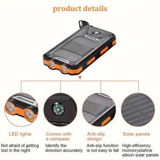 Portable Solar Power Bank with Dual USB & LED Torch – 10000mAh / 20000mAh