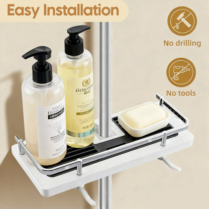 Adjustable Shower Rail Organiser | Caddy Shower Basket – No Drill Storage Shelf for Shampoo & Toiletries